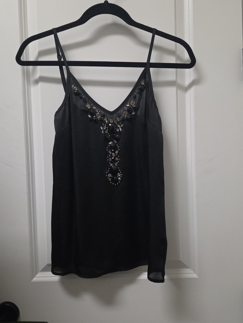 EXPRESS Black Beaded V-Neck Camisole Top